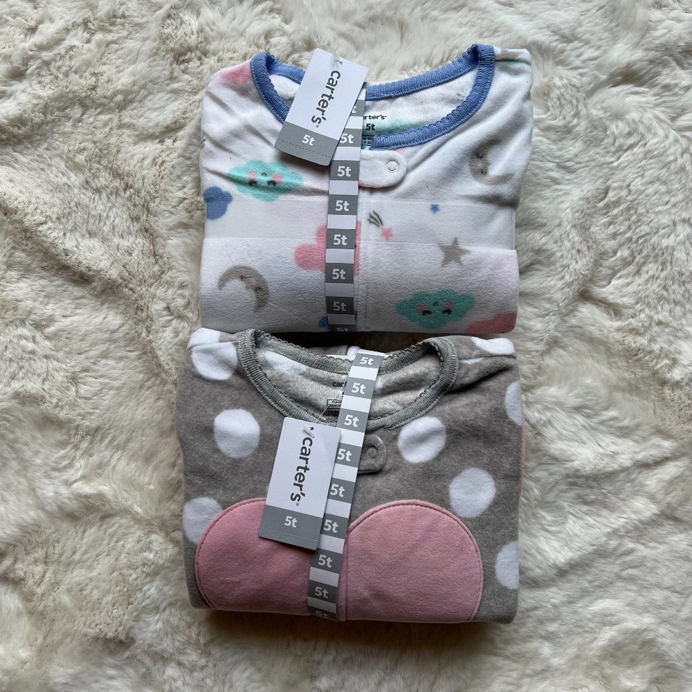 Carter's Girls' Polyester Microfleece Sleep & Play Pajamas | NWT